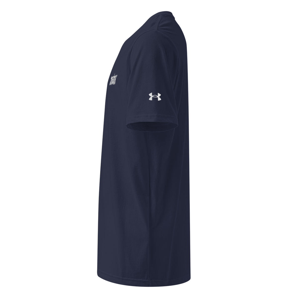TROTH Performance customized Under Armour® athletic T-shirt – navy blue, left side view