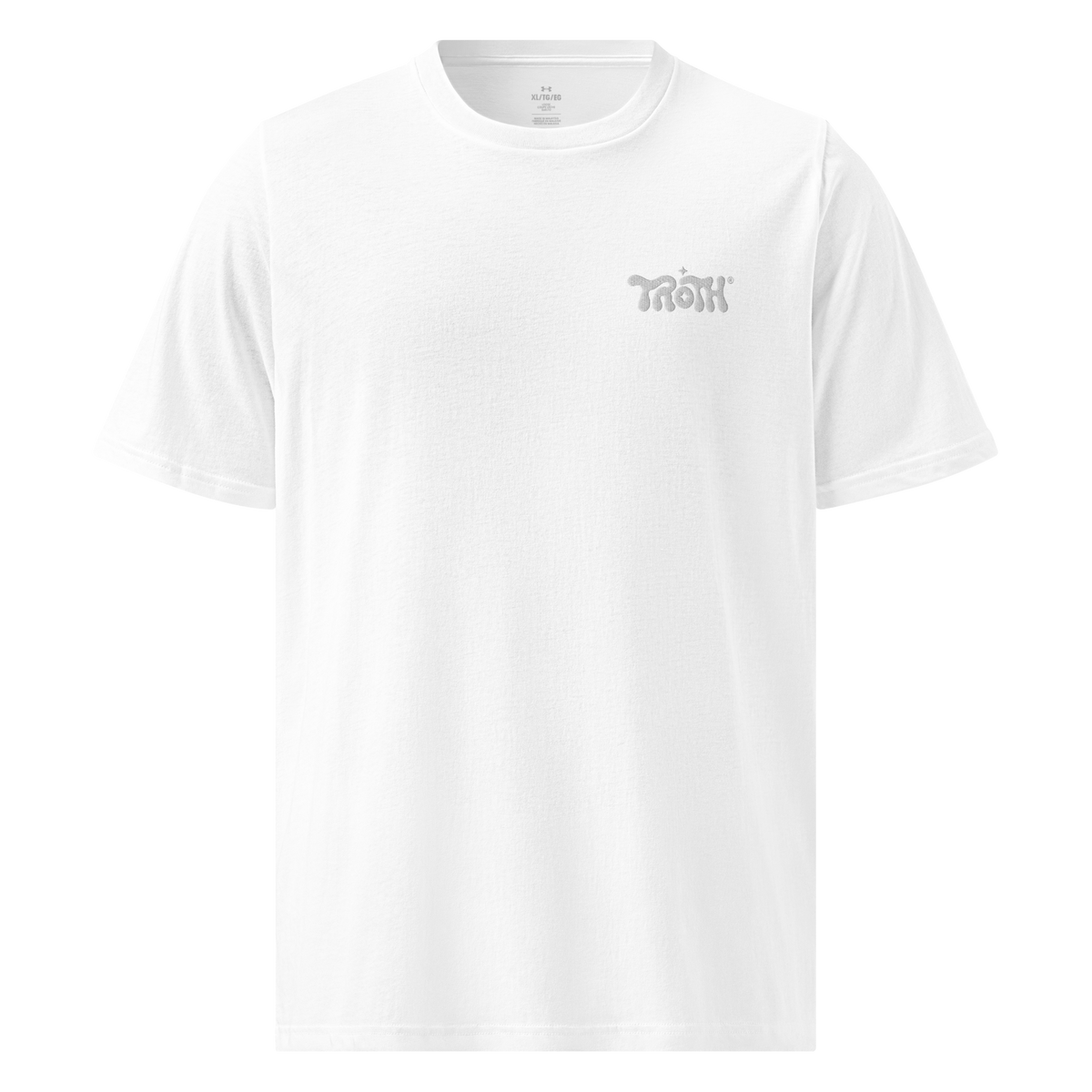 TROTH Performance customized Under Armour® athletic T-shirt – white, front view